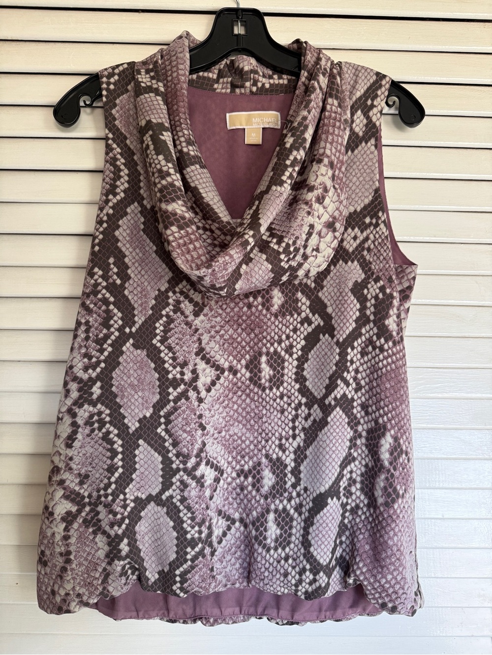 MICHAEL Michael Kors Mauve and Gray Snake-Print Cowl Neck Sweater
